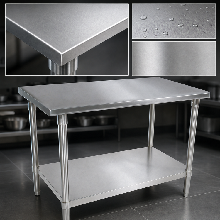 Product image #3 for John Boos Stallion 30" x 30" Stainless Steel Top Work Table with Galvanized Legs and Adjustable Undershelf