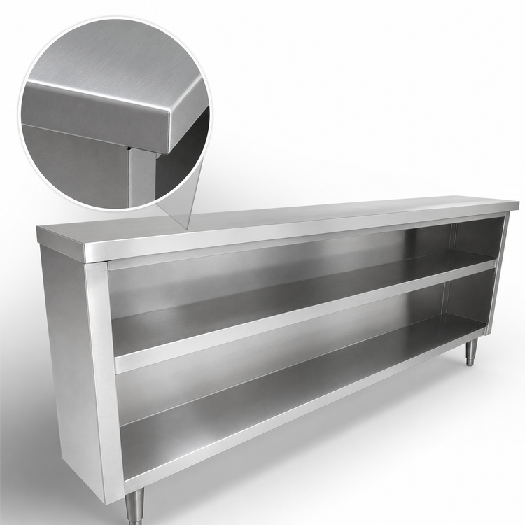 Product image #3 for Advance Tabco 48-Inch x 15-Inch Stainless Steel Dish Cabinet with Open Base and Mid-Shelf