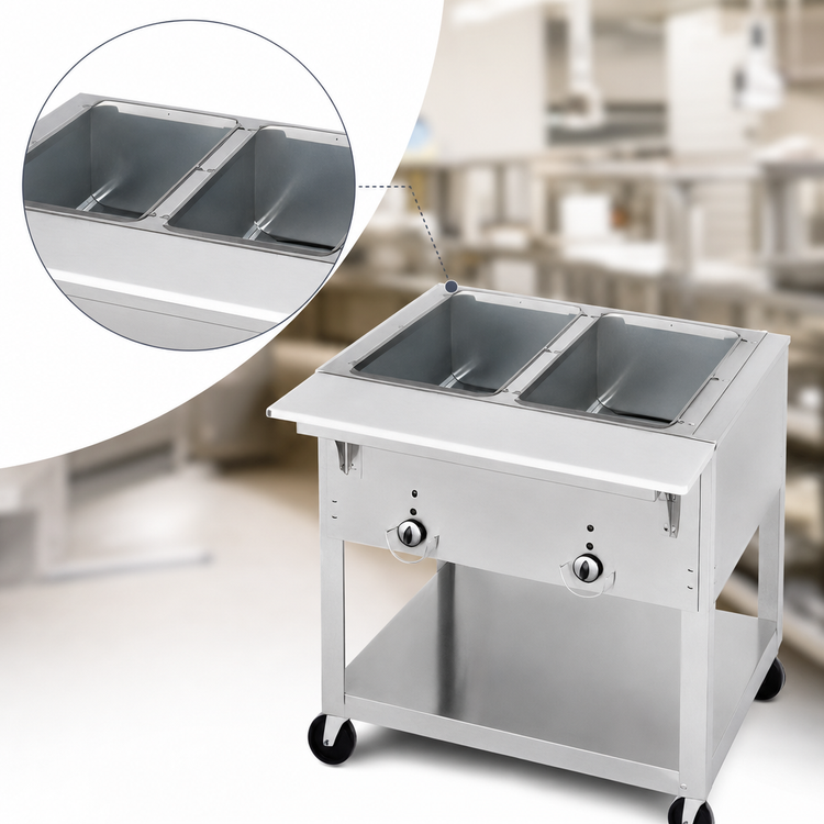 Product image #3 for Aerohot Portable Electric Steamtable Hot Food Unit, 2 Open Wells, 30-3/8 Inch Wide