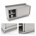 Thumbnail image #3 for John Boos 84 Inch x 30 Inch Stainless Steel Enclosed Work Table with Sliding Doors and 5 Inch Backsplash