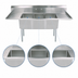 Thumbnail image #3 for BK Resources Three-Compartment Stainless Steel Sink with Left and Right Drainboards, 100-Inch Wide