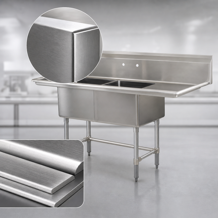 Product image #3 for BlendPort BPFC Series 1-Compartment Stainless Steel Sink with Right Drainboard, 18 x 18 Inch Bowl