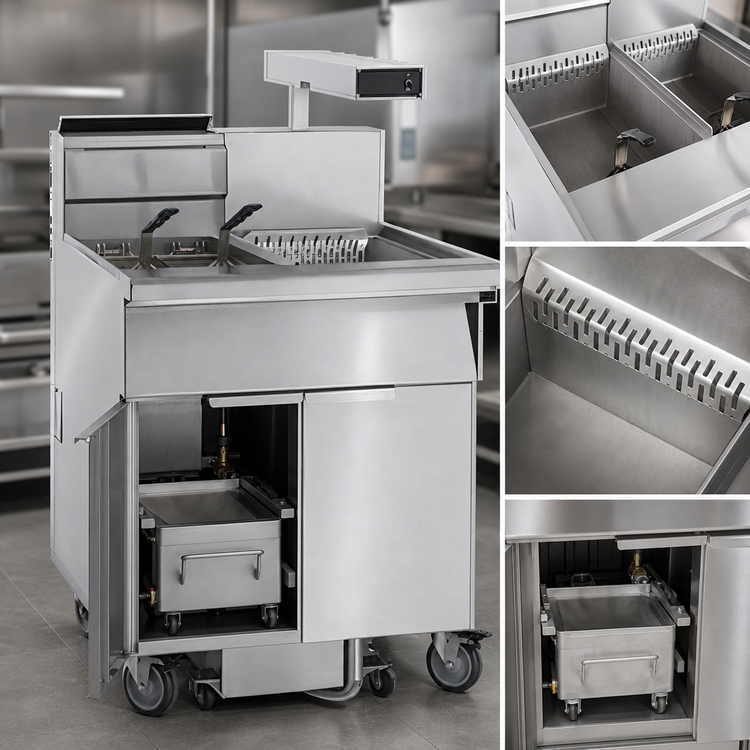 Product image #3 for Imperial 75 lb Open Pot Gas Floor Fryer/Filter System with Electronic Thermostat