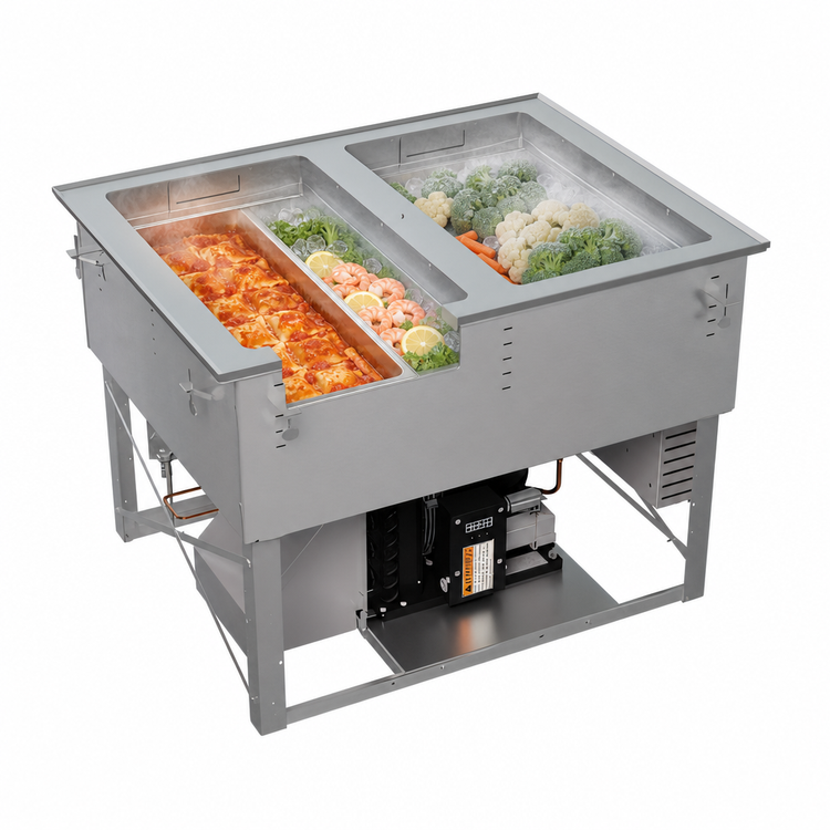 Product image #4 for Vollrath FC-HCF-02208-AD 2-Well Hot/Cold/Frozen Drop-In Food Well Unit, Auto-Drain, 120/208-240V