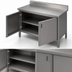 Thumbnail image #3 for John Boos Enclosed Work Table with Cabinet Base and Hinged Doors, 48 x 24 Inches, 14/300 Stainless Steel Top, 5-Inch Backsplash
