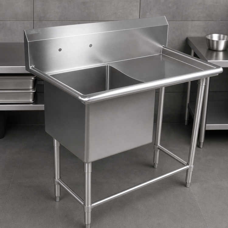 Product image #3 for John Boos Pro-Bowl 1-Compartment Sink with Right Drainboard, 30" x 24" Bowl, 14-Gauge Stainless Steel