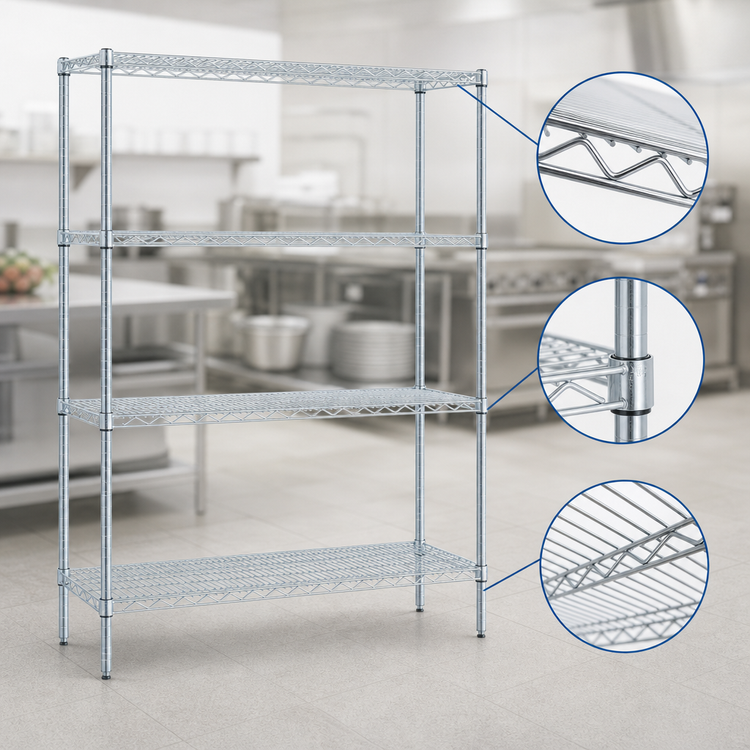 Product image #3 for EAGLEbrite 36 Inch x 18 Inch x 74 Inch 4-Tier Wire Shelving Starter Unit, Zinc Finish