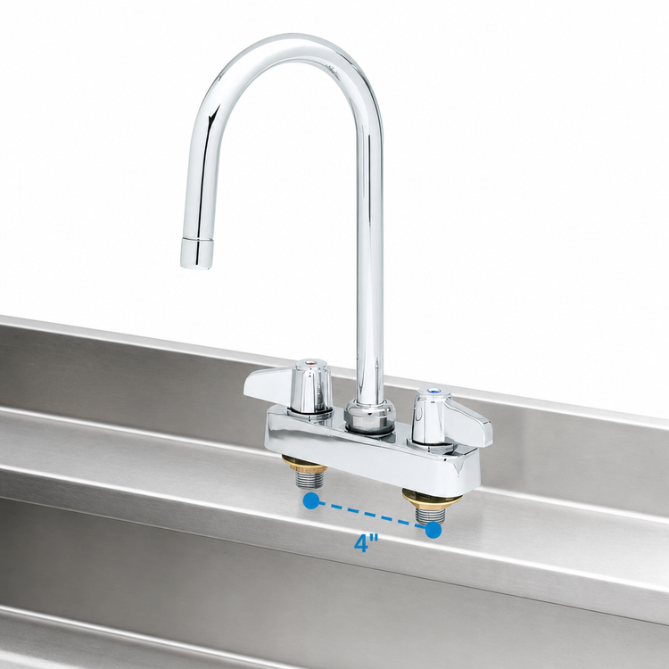 Product image #3 for equip 4" Center Deck Mount Workboard Mixing Faucet with 5 9/16" Swivel Gooseneck