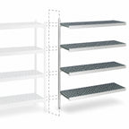 Thumbnail image #3 for Fermod Fermostock 4R26B66-E 4-Tier Gray Perforated Polymer Shelving Add-On Unit, 66"H x 26"W x 18"D
