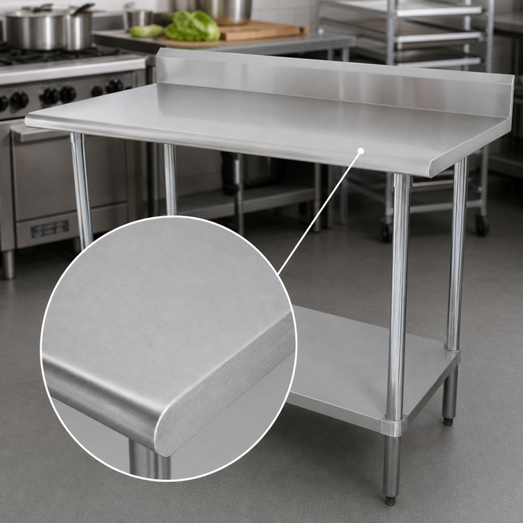 Product image #3 for Advance Tabco Special Value 84-Inch x 24-Inch Stainless Steel Work Table with 5-Inch Backsplash and Adjustable Undershelf