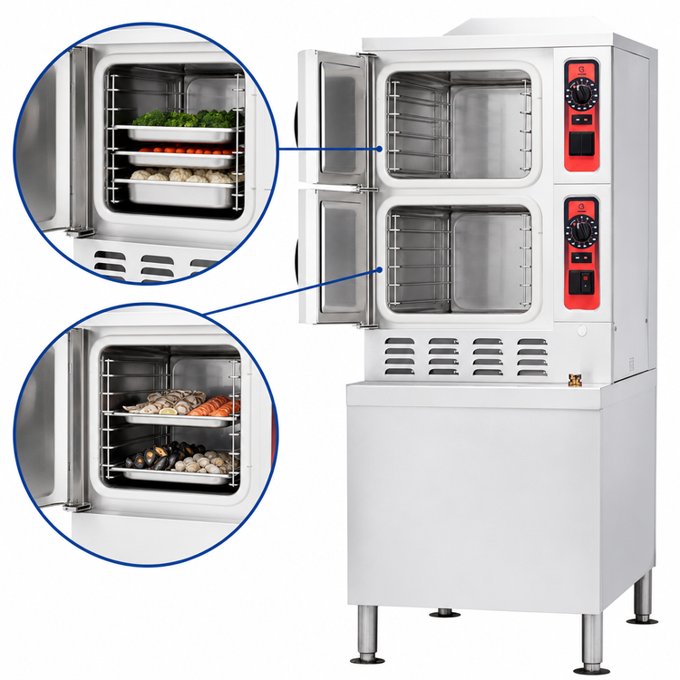 Product image #4 for Vulcan C24DA10 10-Pan Two-Compartment Direct Steam Convection Steamer on Cabinet Base