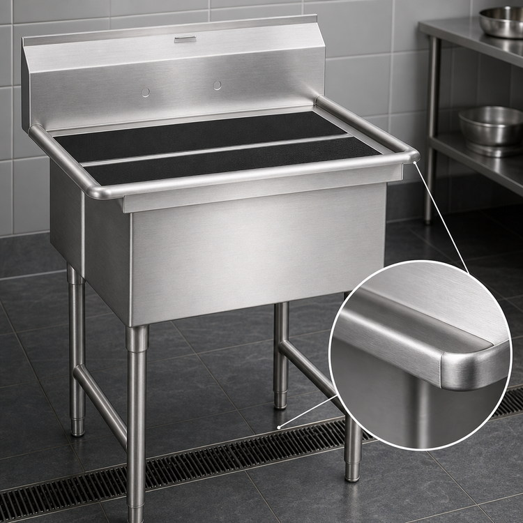 Product image #3 for Spec-Master Two-Compartment Supermarket Meat Platter Sink, 37 x 37 Inches, 14-Gauge Stainless Steel