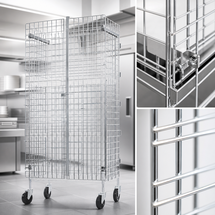 Product image #3 for Winco Chrome-Plated Wire Security Cage Set, 24 x 36 x 63 Inches