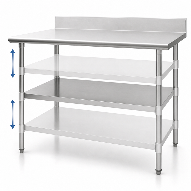 Product image #3 for Eagle Group 144 Inch x 24 Inch Adjustable Galvanized Work Table Undershelf