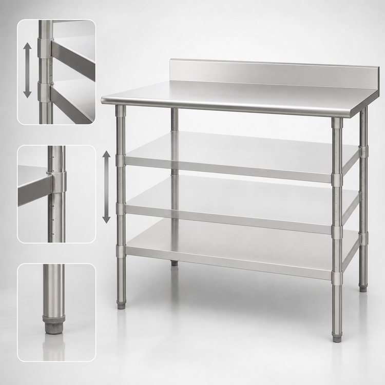 Product image #3 for Eagle Group 96 Inch x 24 Inch Adjustable Galvanized Work Table Undershelf