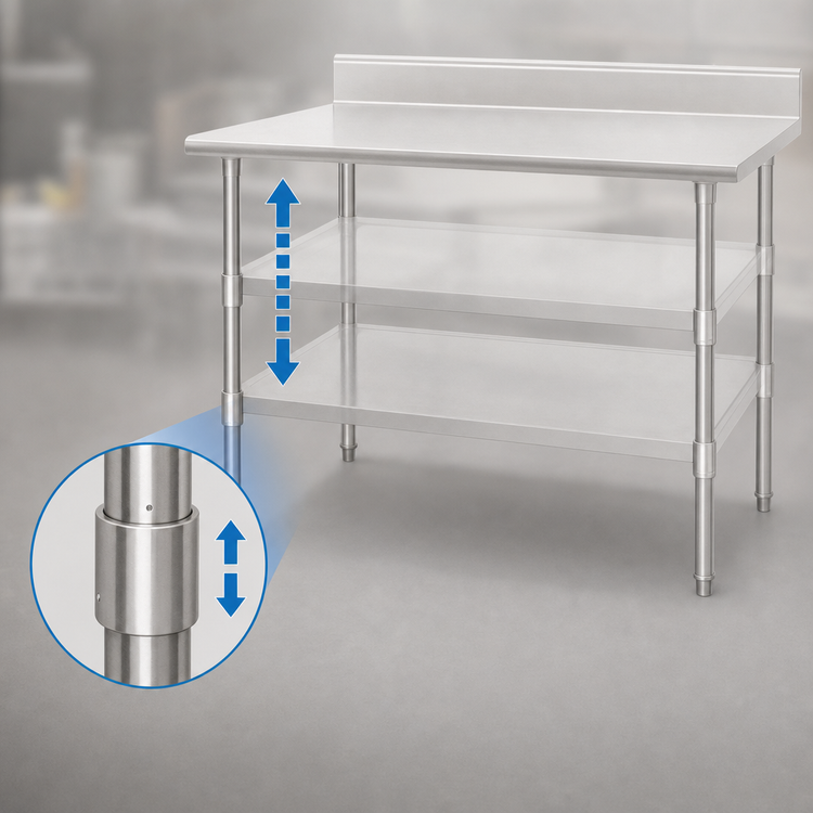 Product image #3 for Adjustable Galvanized Work Table Undershelf, 48" W x 30" D