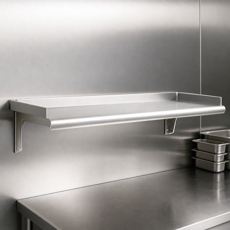 Product image #3 for Eagle Snap-n-Slide 48"W x 12"D Wall-Mounted Stainless Steel Shelf with Rolled Front Edge