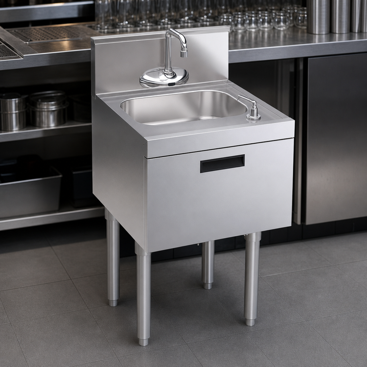Product image #3 for Krowne Royal Series Freestanding Underbar Hand Sink Unit with Electronic Faucet and Dispensers