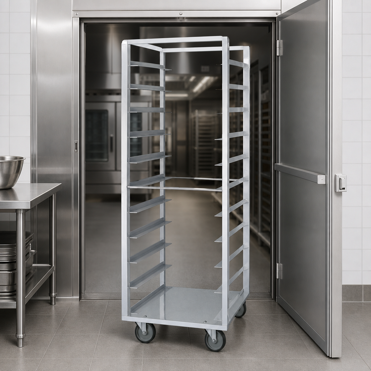 Product image #3 for Dinex DXPR611 Roll-In Aluminum Angle Rack for 11 Full-Size 18 x 26 Sheet Pans