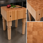 Thumbnail image #3 for John Boos Boos Block AB02 Stationary Butcher Block Work Table, 24 x 18 x 34 in, 10 in End-Grain Northern Hard Rock Maple Top