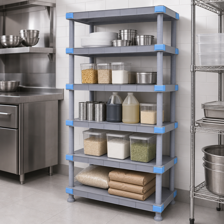 Product image #3 for Millenia 24"W x 21"D x 50"H Gray Polymer Solid Shelving Starter Unit with 5 Shelves
