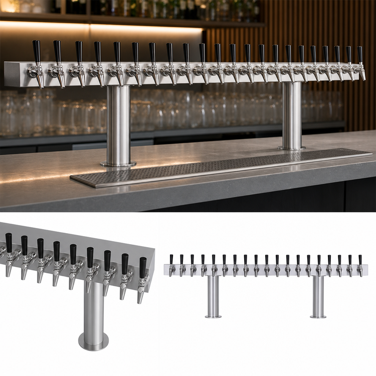 Product image #3 for Krowne Double T-Head Glycol-Cooled 20-Faucet Beer Tower, 60-Inch Stainless Steel