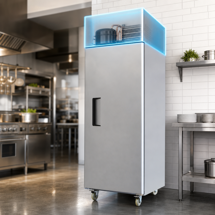 Product image #3 for Atosa 1-Section Top Mount Self-Contained Reach-In Refrigerator, 21.4 Cu. Ft., Solid Door, Stainless Steel