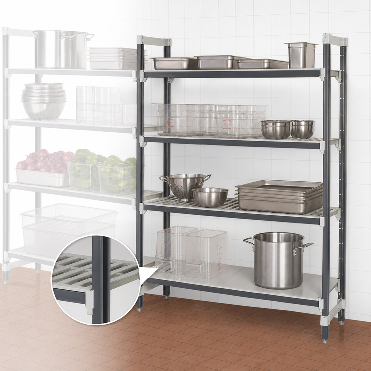 Product image #3 for Camshelving Elements XTRA 4-Tier Stationary Add-On Shelving Unit, 24W x 60L x 64H, Vented and Solid Shelves
