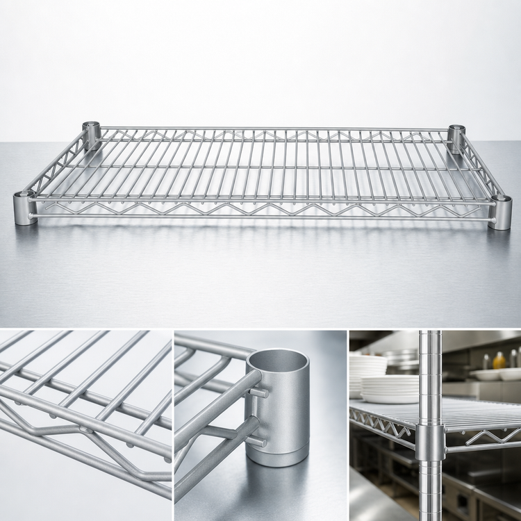 Product image #3 for Serv-Ware 30 x 72 Inch Silver Epoxy Wire Shelf with 4 Shelf Clips