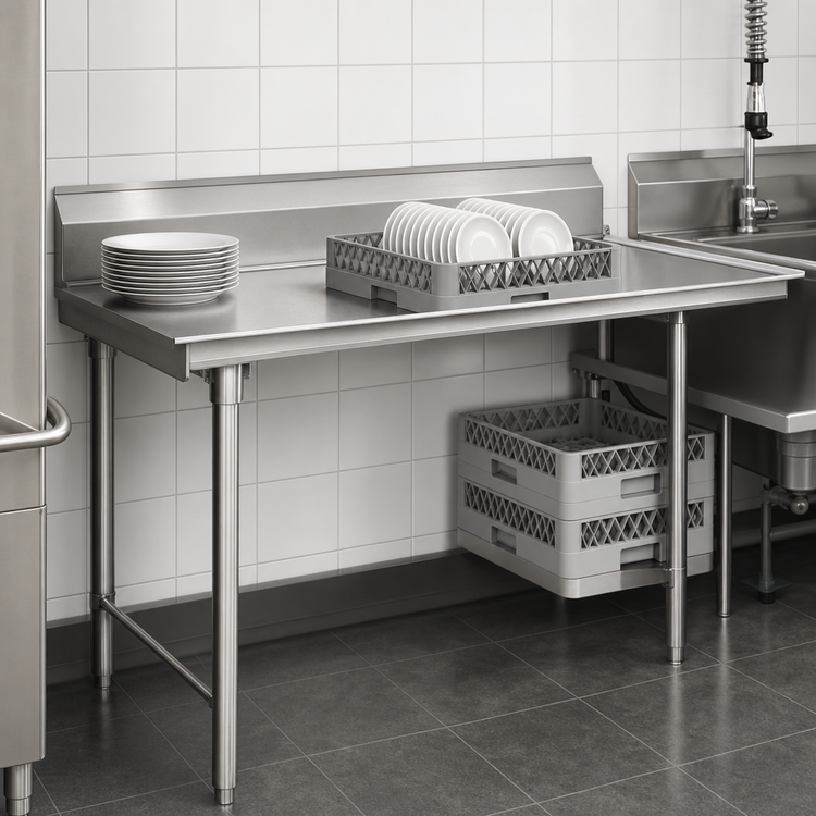 Product image #3 for Straight Clean Dishtable, 36 x 30 x 43-1/2 Inches, Left-to-Right, 16-Gauge 430 Stainless Steel Top