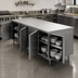 Thumbnail image #3 for BK Resources 96 x 30 Inch Dual-Access Stainless Steel Cabinet Base Chef Table with Hinged Doors