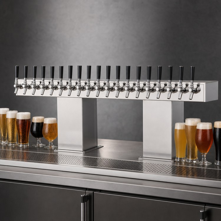 Product image #3 for Perlick 16-Faucet Extra High Countertop Glycol-Cooled Bridge Tee Draft Beer Tower
