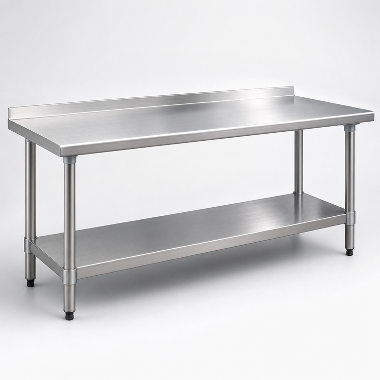 Product image #3 for Eagle Spec-Master Stainless Steel Work Table with Adjustable Undershelf and 1-1/2 Inch Rear Up-Turn, 144 x 24 Inches
