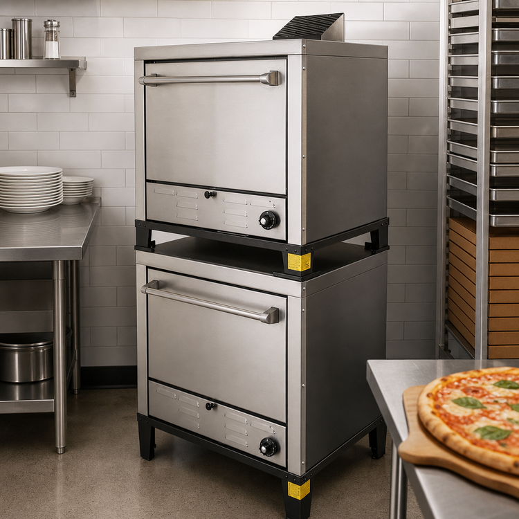 Product image #3 for Peerless C231P Double-Stacked Gas Pizza Deck Oven, Floor Model, 32 x 9-Inch or 8 x 18-Inch Capacity