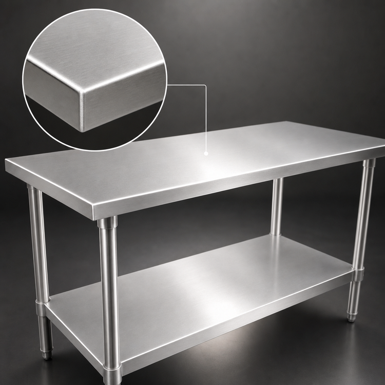 Product image #3 for John Boos Stallion 60 x 30 Inch Flat Top Stainless Steel Work Table with Adjustable Undershelf