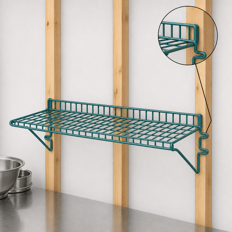 Product image #3 for Eagle Snap-n-Slide Wall-Mounted Wire Shelf, 36 x 12 Inches, Blue-Green Hybrid Epoxy Finish