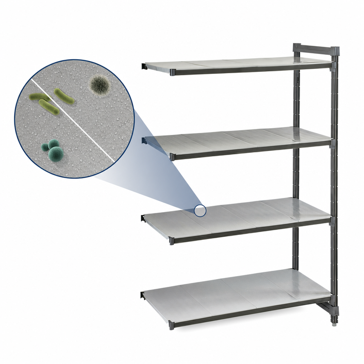 Product image #3 for Cambro Camshelving Basics Plus 4-Tier Solid Add-On Polymer Shelving Unit, 21 x 54 x 72 Inches, Brushed Graphite
