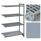 Thumbnail image #3 for Cambro Camshelving® Basics Plus CBA213084VS4580 4-Tier Add-On Polymer Shelving Unit, 21 x 30 x 84 Inches, Vented & Solid, Brushed Graphite