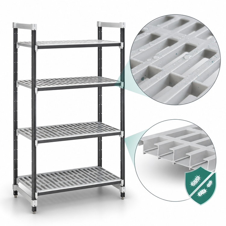 Product image #3 for Cambro Camshelving Elements XTRA 4-Tier Stationary Starter Unit, 18 x 48 x 84 Inches, Vented