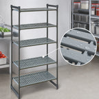 Thumbnail image #3 for Cambro Camshelving® Basics Plus CBU215472V5580 5-Tier Vented Stationary Polymer Shelving Starter Unit, 21 x 54 x 72 Inches, Brushed Graphite