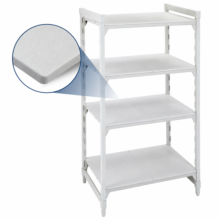 Product image #4 for Cambro Camshelving Premium 4-Shelf Solid Stationary Starter Unit, 18 x 60 x 84 Inches, Speckled Gray