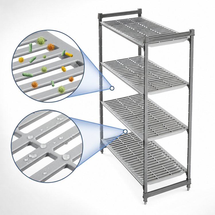 Product image #3 for Cambro Camshelving Basics Plus 4-Tier Stationary Vented Polymer Shelving Starter Unit, 24 x 30 x 72 Inches, Brushed Graphite