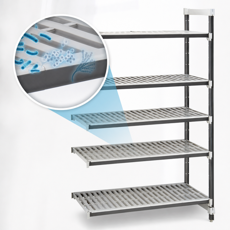 Product image #3 for Cambro Camshelving Elements XTRA 18-Inch x 42-Inch x 64-Inch 5-Shelf Vented Stationary Add-On Polymer Shelving Unit