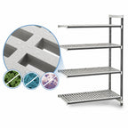 Thumbnail image #3 for Cambro Camshelving® Elements EXA244884V4480 Stationary Add-On Polymer Shelving Unit, 24"D x 48"W x 84"H, 4-Tier Vented, Gray