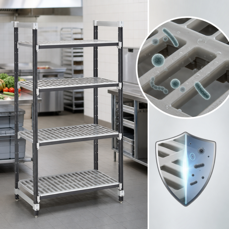 Product image #3 for Cambro Camshelving Elements XTRA 24-Inch W x 24-Inch D x 72-Inch H 4-Tier Vented Stationary Starter Shelving Unit
