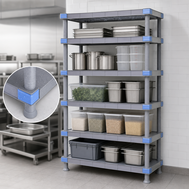 Product image #3 for Millenia 5-Shelf Solid Polymer Starter Shelving Unit, 60W x 18D x 86H, Gray