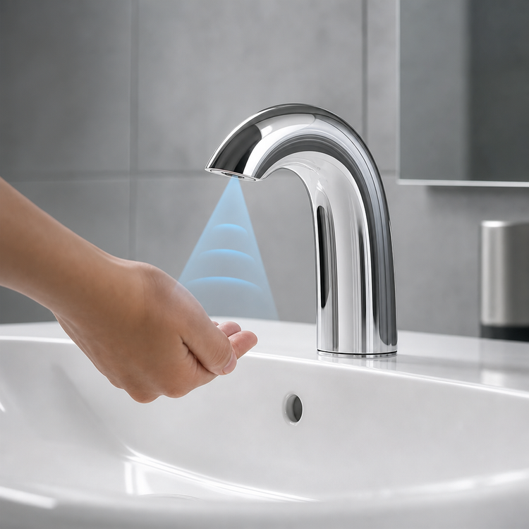 Product image #3 for T&S Brass WaveCrest Touchless Electronic Sensor Lavatory Faucet, Single Hole Deck Mount, Polished Chrome, 0.5 GPM
