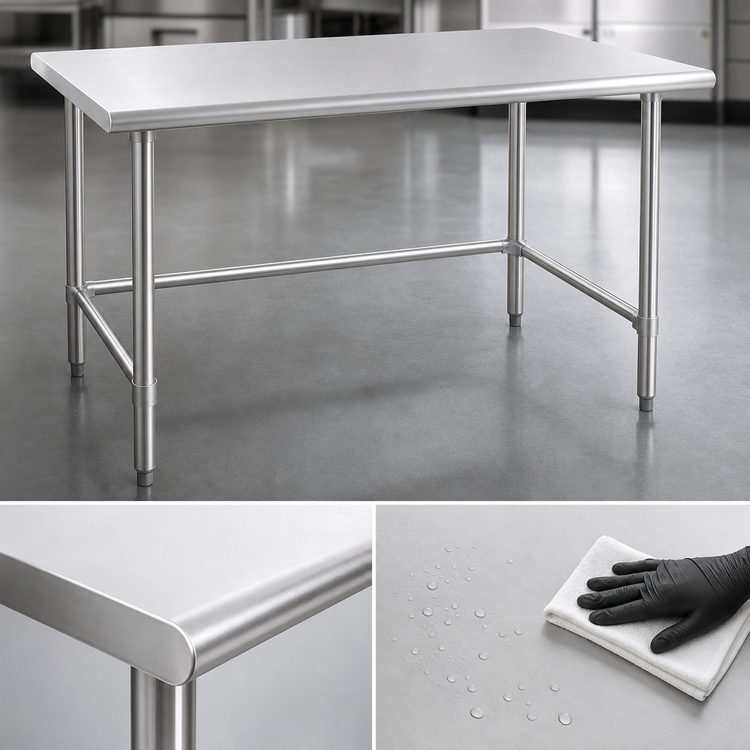 Product image #3 for Eagle Group Budget Series 84-Inch x 36-Inch Stainless Steel Flat Top Work Table with Tubular Base