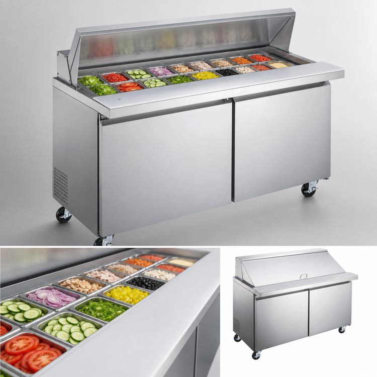 Product image #4 for Omcan Mega Top 47-Inch Two-Section Refrigerated Salad/Sandwich Prep Table