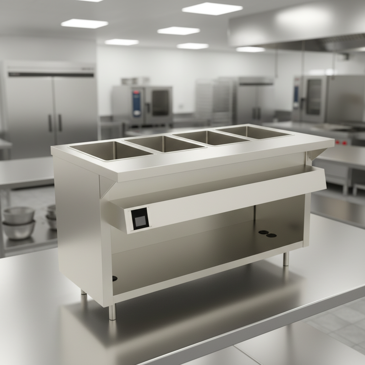 Product image #2 for Thurmaduke EW-4-DLSS Deluxe Ganged Four Well Electric Waterless Food Warmer